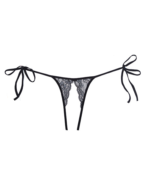 Adore Sugar Tie Side Open Lace Panty Black O/s