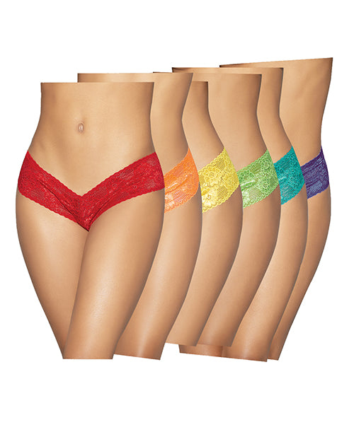 Pack de 6 bragas de tiro bajo con el orgullo de neón, varios colores