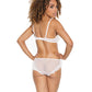 Stretch Mesh Ruffled Crotchless Teddy White