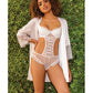 Stretch Mesh Ruffled Crotchless Teddy White