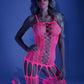 Hypnotic Crisscross Stripe Bodystocking - Neon Pink