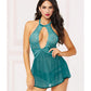 Lace Mesh Babydoll W/strappy Waist & Panty W/criss Cross Waistband Red Lg