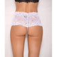 Lace & Pearl Boyshort W/satin Bow Accents White S/m