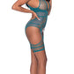 Seamless Merry Widow W/ Thigh Cuffs Teal O/s