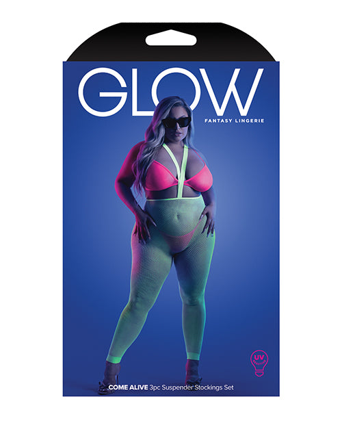 Medias con tirantes, bralette y tanga Glow Come Alive Multicolor