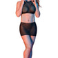 Sexy Time Polka Dot Mesh Halter & Skirt Set Black L/xl