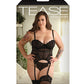 Tease Parker Eyelash Lace Gartered Bustier & G-string Black