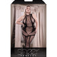 Bodystocking transparente con escote alto y sin entrepierna, color negro Qn