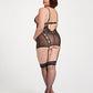 Lace & Mesh Triangle Cup Chemise W/garters & Thong