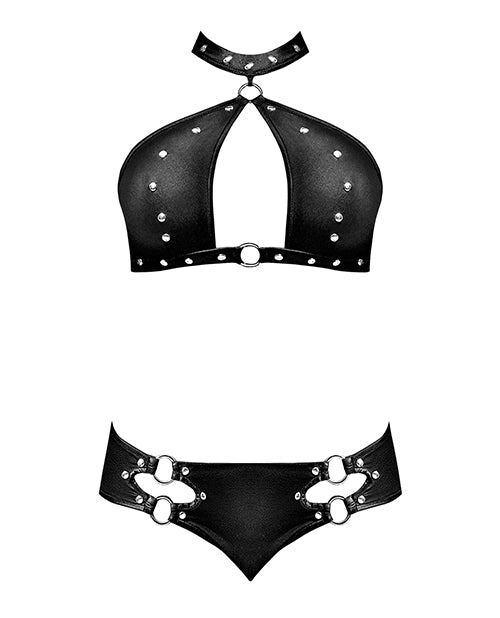 Lust Juno Top W/velcro Choker Neck & Mini Short Black