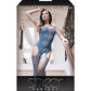 Sheer Sky Is The Limit Opaque Gartered Bodystocking Blue O/s