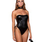 Strapless Stretch Faux Leather Teddy Black O/s