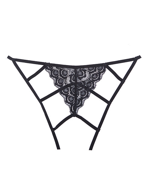 Adore Luv Web Strappy Open Front Panty Black O/s