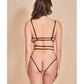 Heartburn Mesh & Velvet Teddy W/open Back Black