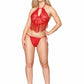 Heart Embroidered Lace Camisole & G-string Ruby O/s