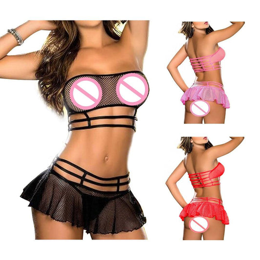 EP 1Set Women Sexy Lingerie Corset Babydoll G-string Push Up Top