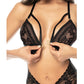 Lace & Mesh Teddy w/Front Clasp & Lace Up Back Black