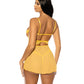 Babydoll con tanga y copa Peek-A-Boo Hazel - Amarillo