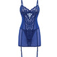 Kehlani Underwire Babydoll w/Detachable Garters & G-String - Cobalt Blue