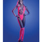 Glow Flashback Black Light Reactive Rhinestone Teddy w/Gloves (or Leg Warmers) - Neon Pink O/S