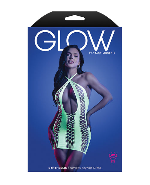 Vestido halter sin costuras con efecto reactivo a los rayos ultravioleta Glow Synthesize - Verde neón O/S