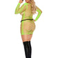 Long Sleeve Mini Dress - Queen Size - Neon Green