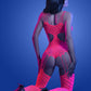 Wavelength Cutout Rhinestone Teddy Bodystocking -  One Size - Neon Pink