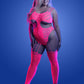 Wavelength Cutout Rhinestone Teddy Bodystocking -  Queen - Neon Pink