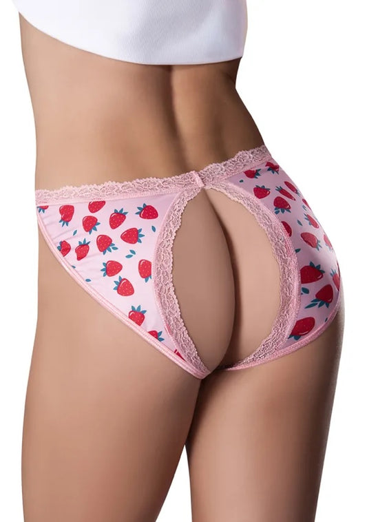 Split Back Panty S/m Strawberry