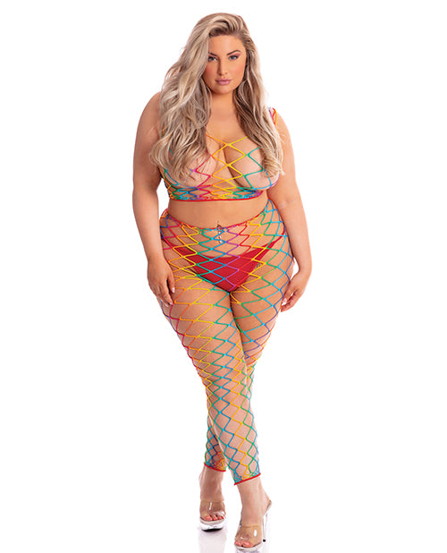 Bodystocking de 2 piezas con pintalabios rosa de Roy G. Biv