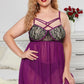 Crisscross Lace Mesh Plus Size Babydoll