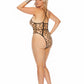 Sheer Leopard Teddy W/ Strappy Detail Queen