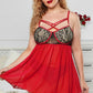 Crisscross Lace Mesh Plus Size Babydoll