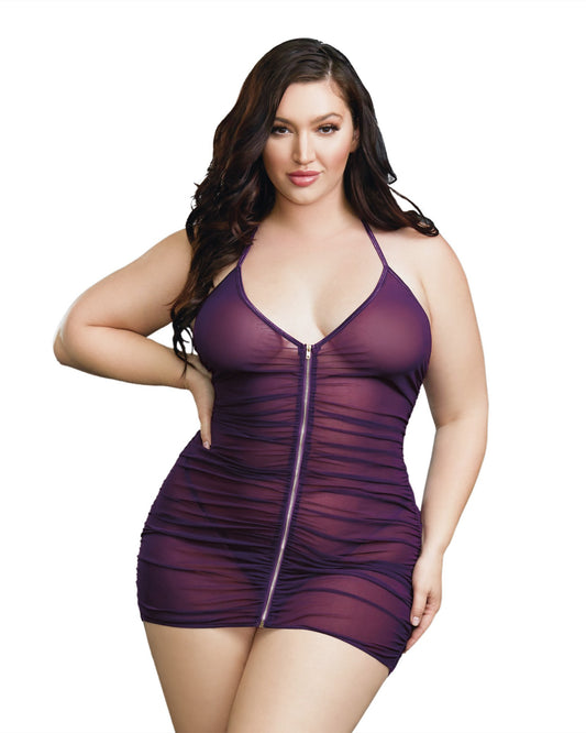 Plum-colored Queen Size Chemise and G-string Set