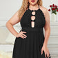 Halter Neck Lace Mesh Backless Plus Size Babydoll