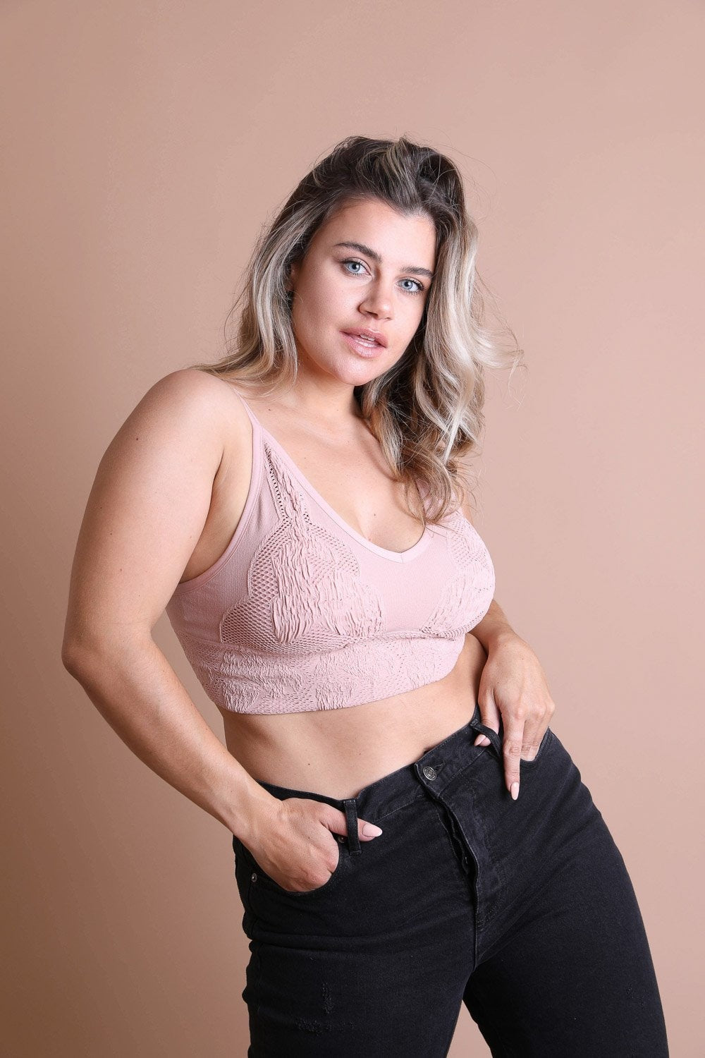 Curvy Seamless Padded Textured Brami Plus